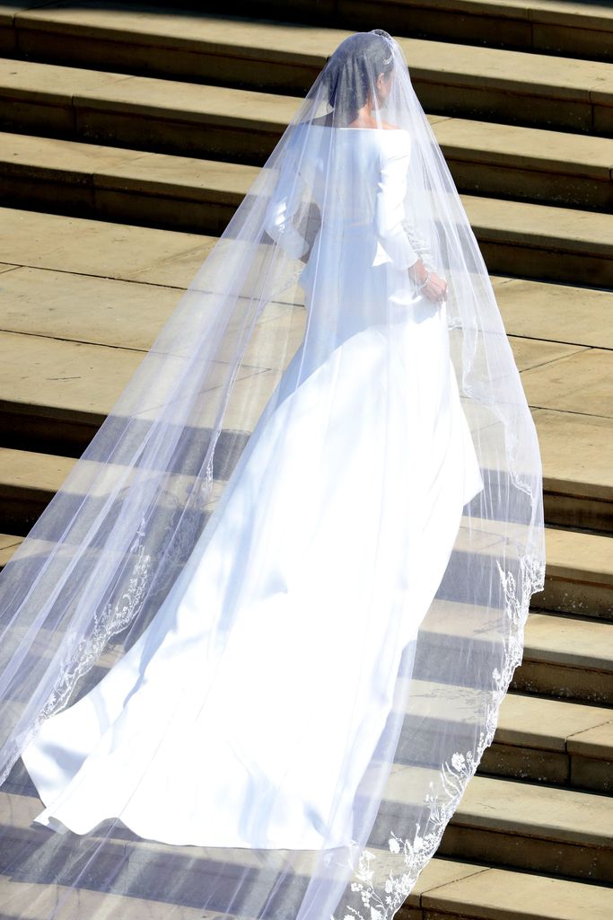 Meghan Markle's wedding veil had a scalloped edge to match Princess Diana's tiara