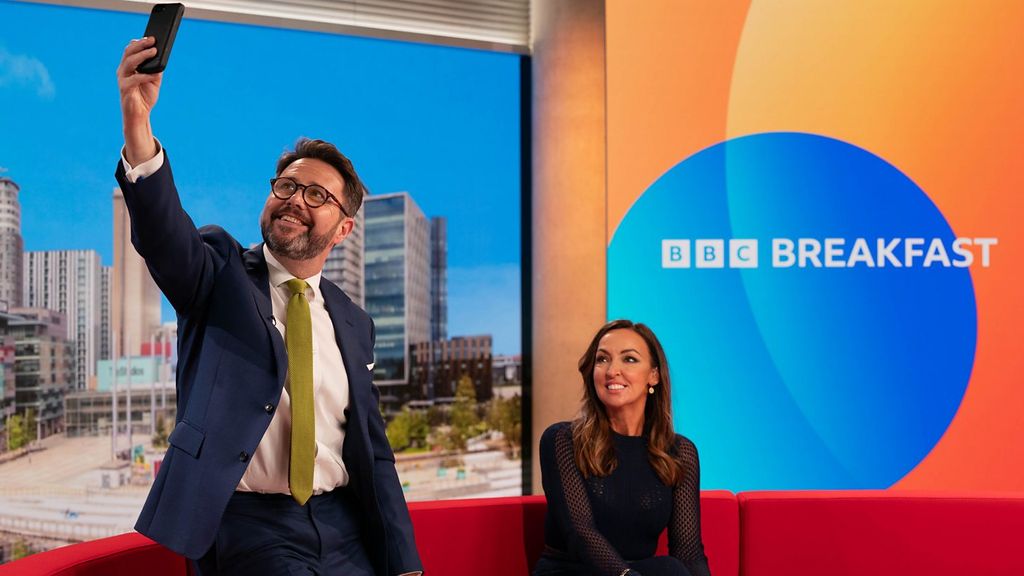 jon kay sally nugent smiling selfie new bbc breakfast studios