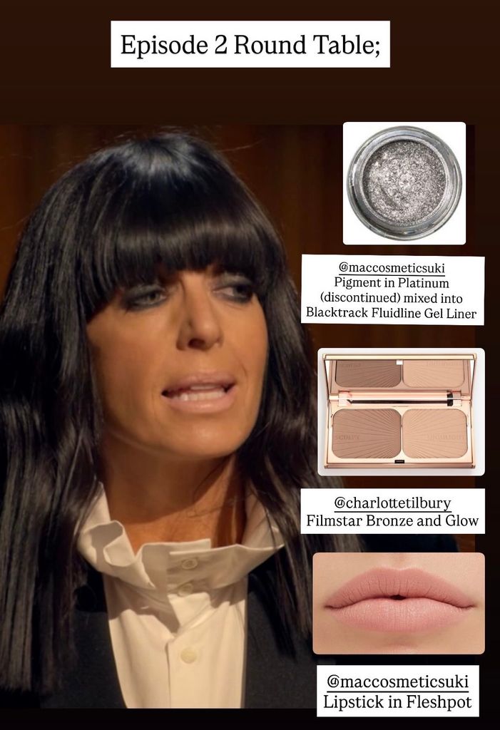 Claudia Winkleman silver eyeliner on the episode of The Traitors