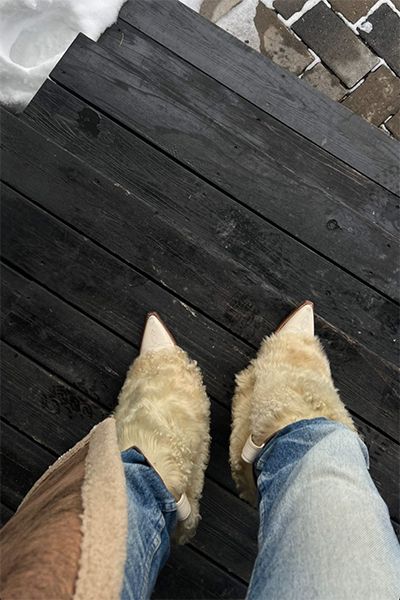 Kendall Jenner Wearing Furry Cowboy Boots