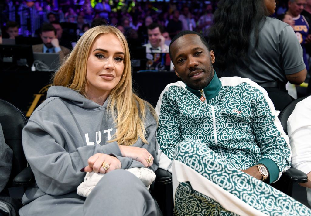 Adele and Rich Paul at the Los Angeles Lakers vs Memphis Grizzlies basketball game in LA