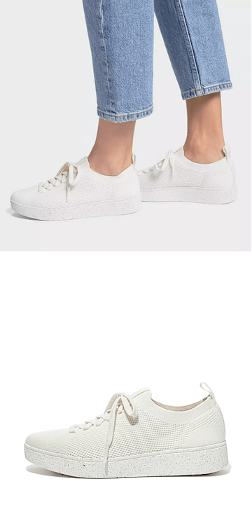 fitflop Rally e01 multi-knit trainers cream side view