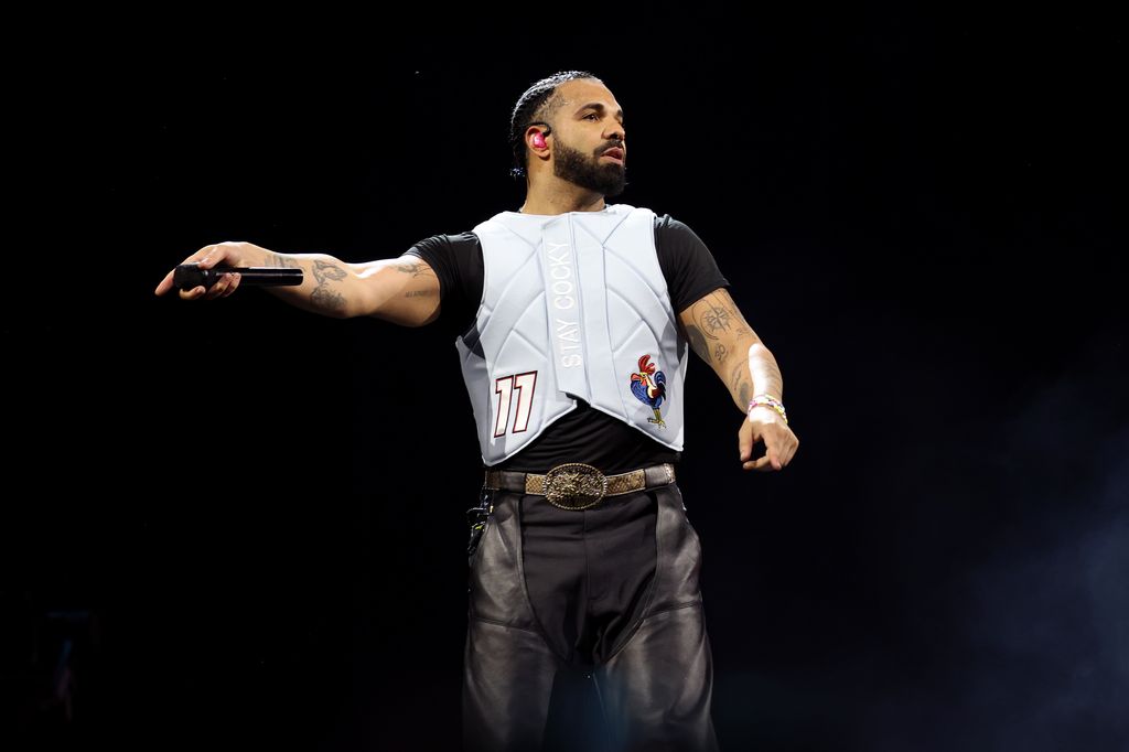 Drake performing live on stage during day two of Wireless Festival 2025