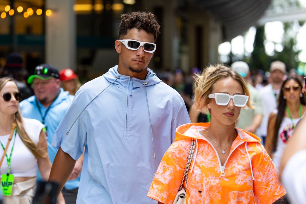 Patrick Mahomes, Otro Capital Alpine F1 Team Investor and professional football player for the Kansas City Chiefs of the NFL, and his wife, Brittany Mahomes