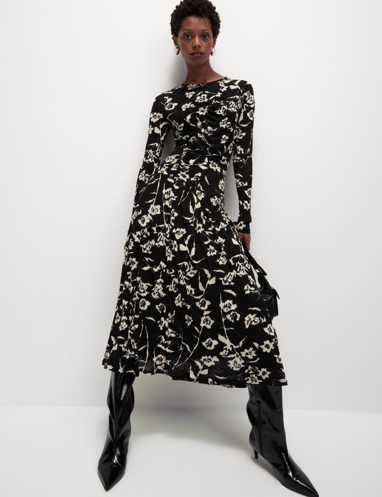 marks and spencer printed midi dress 