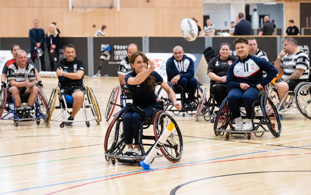 Kate Middleton scores a conversion during wheelchair rugby