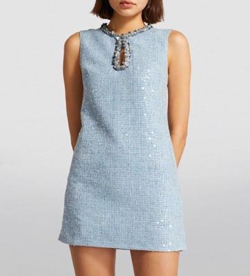 Self Portrait Bouclé Sequin-Embellished Mini Dress