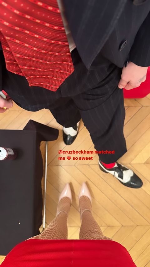 Nicola Peltz-Beckham Instagram story of her and Cruz matching 