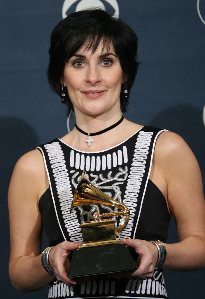 Enya poses with the trophy at the 49th Grammy Awards in Los Angeles in 2007
