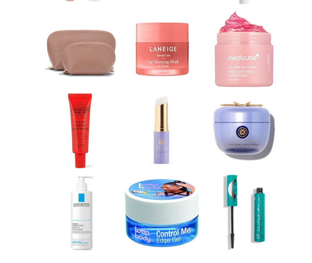 A photo of nine beauty products in various containers 