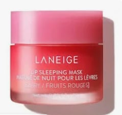 A photo of Laneige sleep mask in a pink plastic round tub