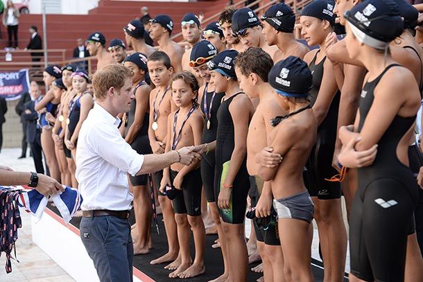 Prince Harry greets youngsters in Brazil