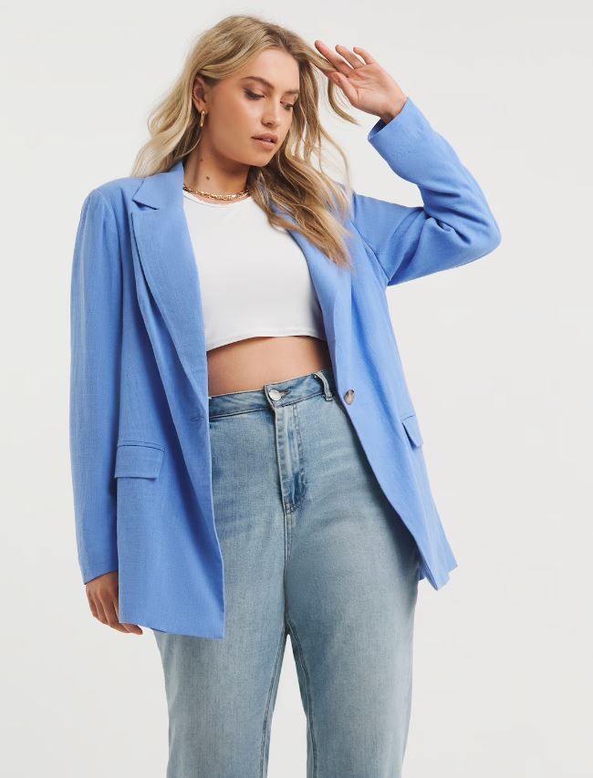 simplybe blue plus size blazer 