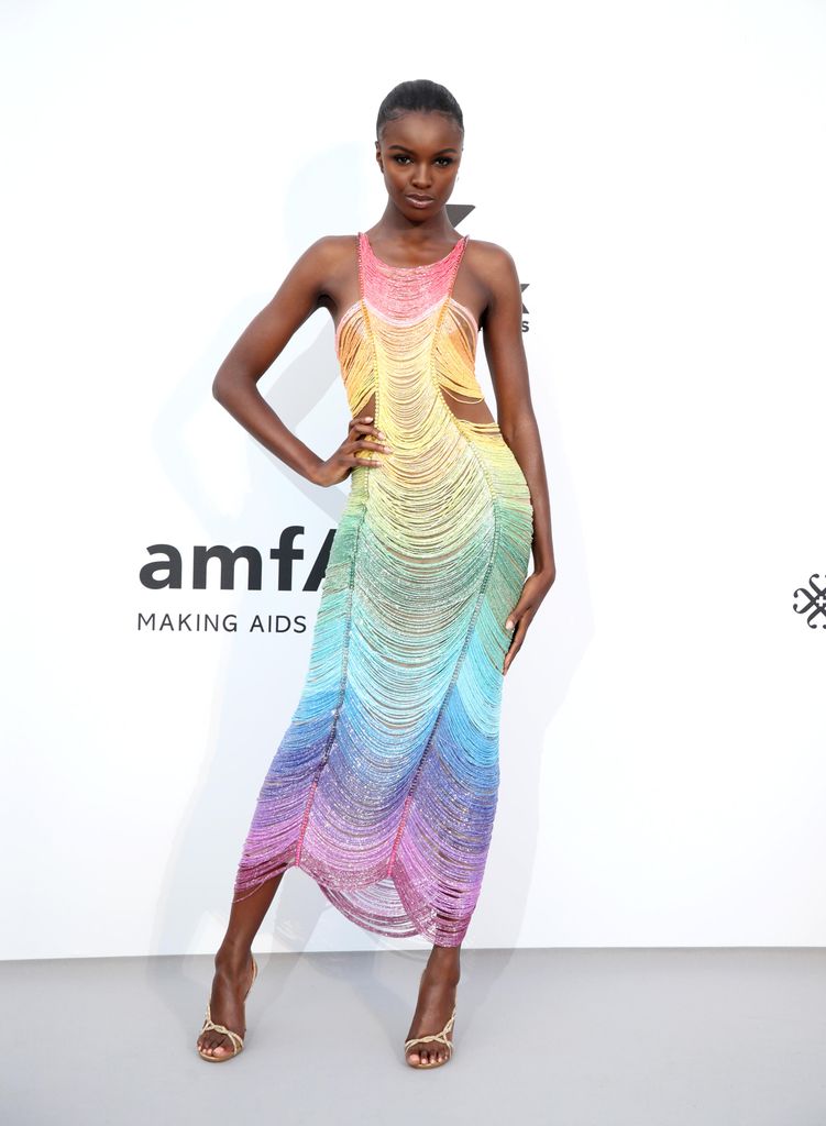leomie anderson in rainbow dress 