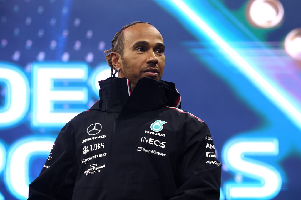 Lewis Hamilton in a black jacket