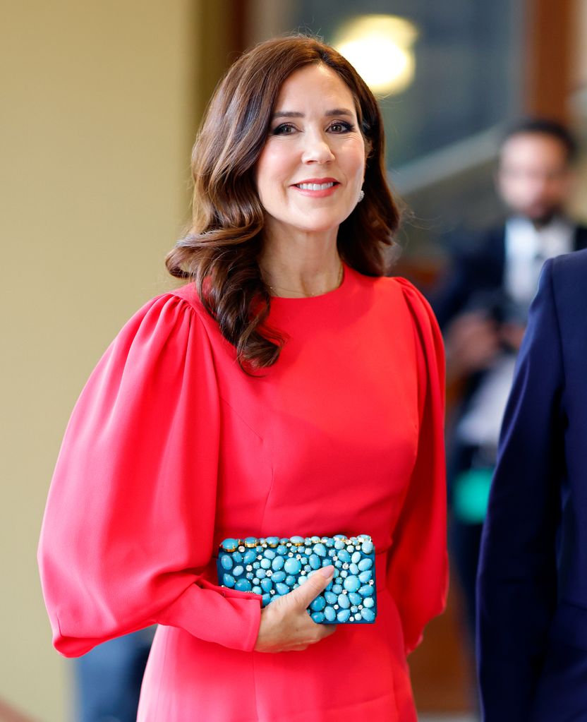 Crown Princess Mary of Denmark attends a reception at Buckingham Palace for overseas guests ahead of the Coronation of King Charles III and Queen Camilla 