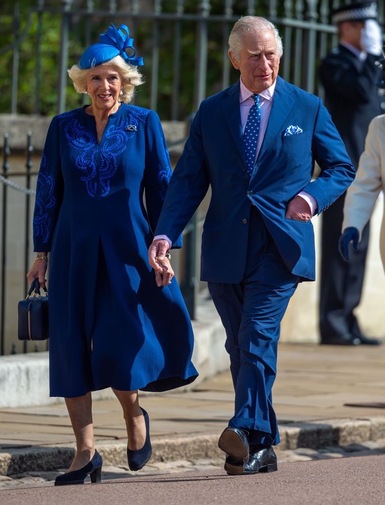 King Charles and Queen Consort Camilla dressed in blue