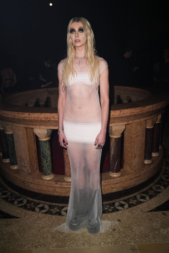 Taylor Momsen in Grace Ling sheer dress