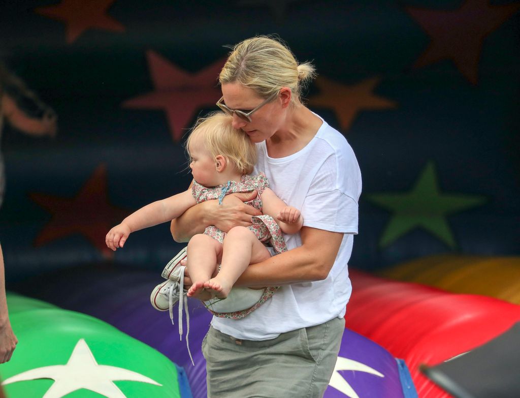Zara Tindall with her baby daughter Lena during the Festival of British Eventing at Gatcombe Park, Gloucestershire. (Photo by Steve Parsons/PA Images via Getty Images)