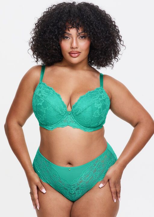 model dalam pakaian dalam hijau