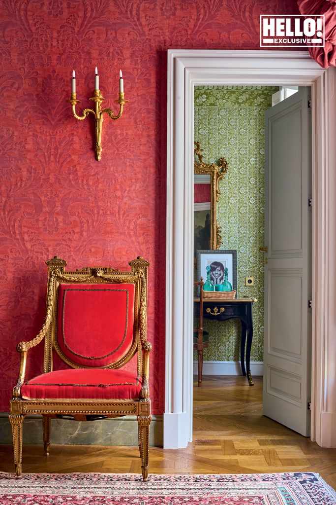 Michael Smith and James Costos' red room at home in Madrid