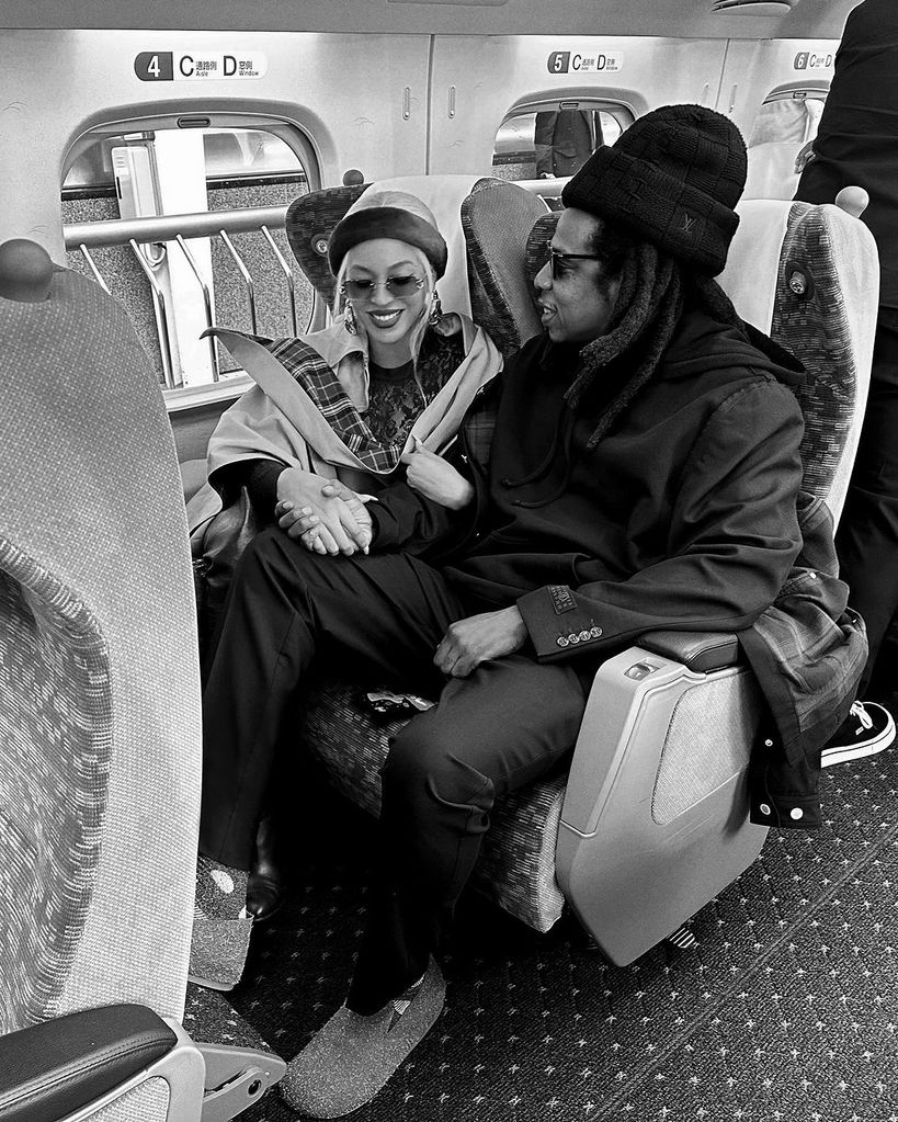 Beyoncé and Jay-Z captured while on the train in Japan
