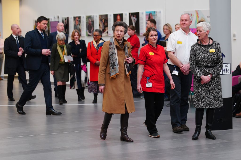 Princess Anne wearing brown coat for hospital visit