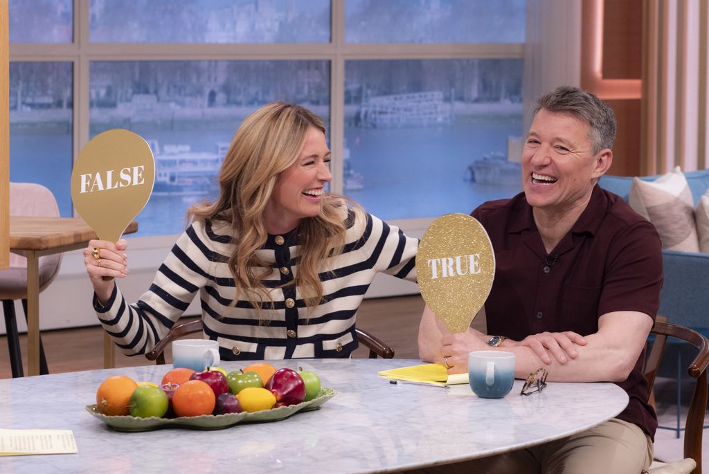 Cat Deeley with her co-host Ben Shephard on This Morning photographed 12 March 2024