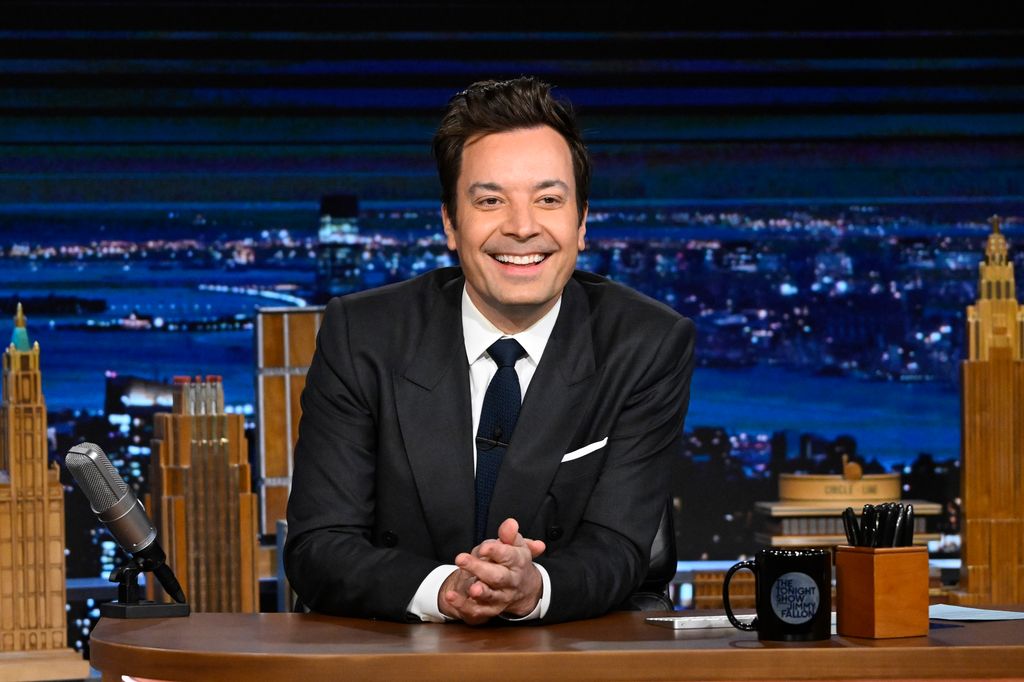 THE TONIGHT SHOW STARRING JIMMY FALLON -- Episode 1926 -- Pictured: Host Jimmy Fallon during chit-chat on Friday, February 16, 2024 -- (Photo by: Todd Owyoung/NBC via Getty Images)