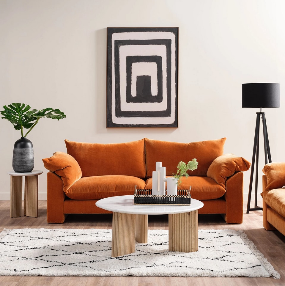 barker and stonehouse orange statement sofa 