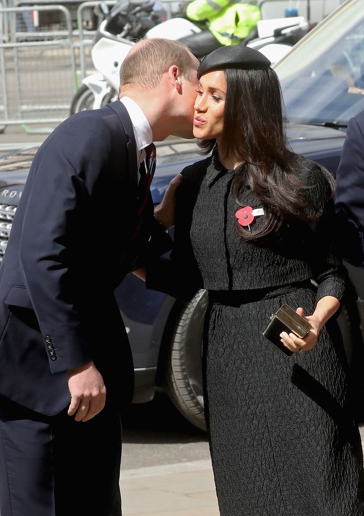Prince William and Meghan Markle greeting each other in 2018