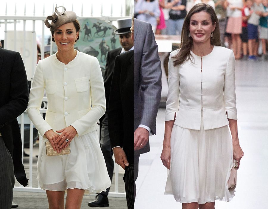 kate middleton queen letizia fashion comparison white suit