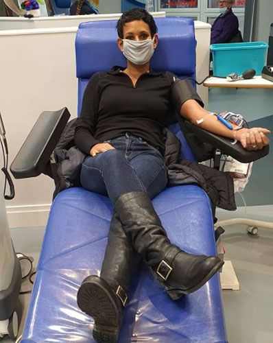 naga munchetty donating blood