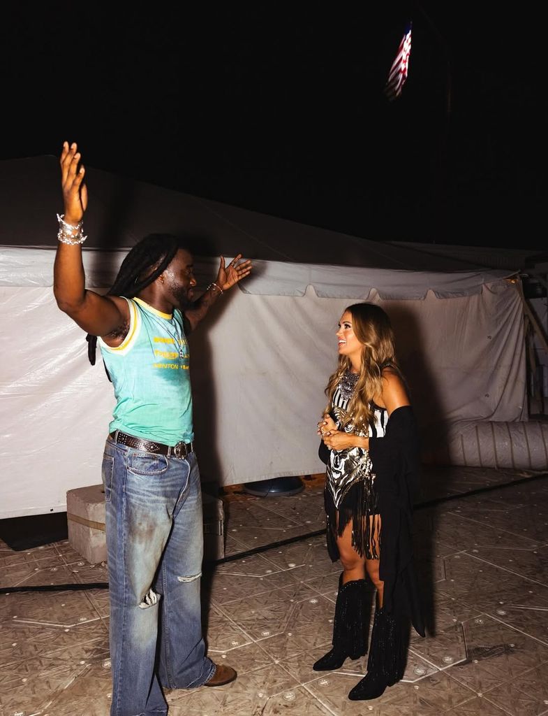 Carrie Underwood and Shaboozey interact at the Voices of America Country Music Fest in Ohio, shared on Instagram