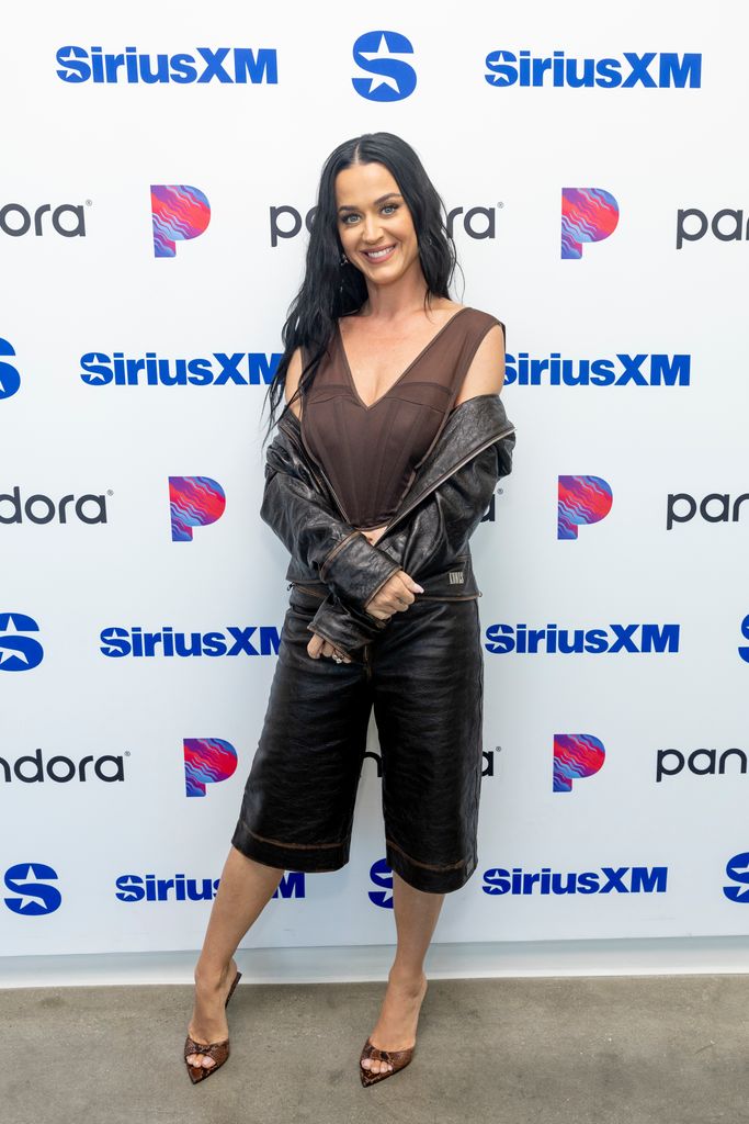 Katy Perry visits the SiriusXM studios on August 19, 2024 in Los Angeles, California