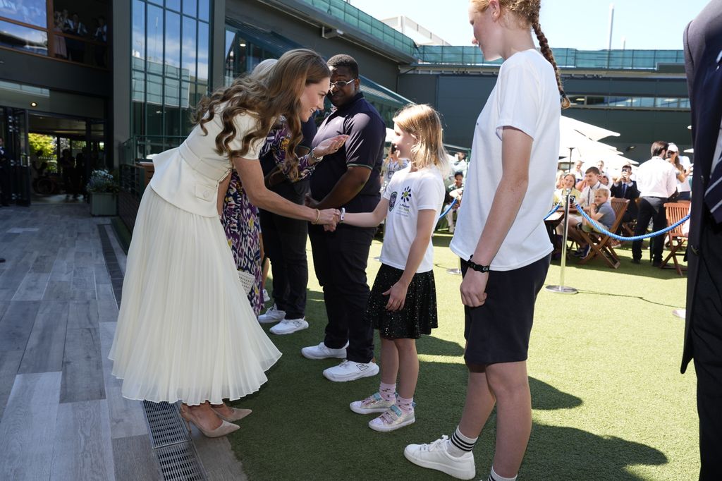 Princess Kate meeting Lydia Lowe as she arrives to attend the Ladies' Singles Final