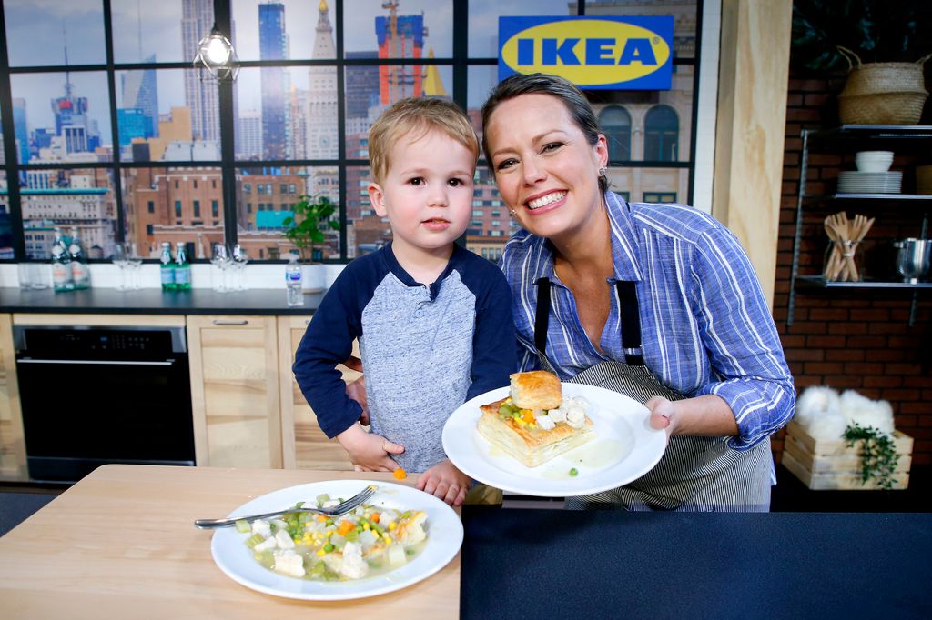 Dylan Dreyer and her son Calvin baking