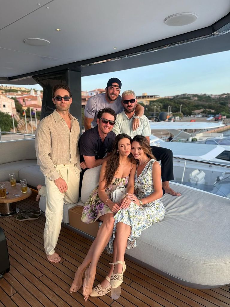 Zac Efron with a group of friends on a yacht in Italy