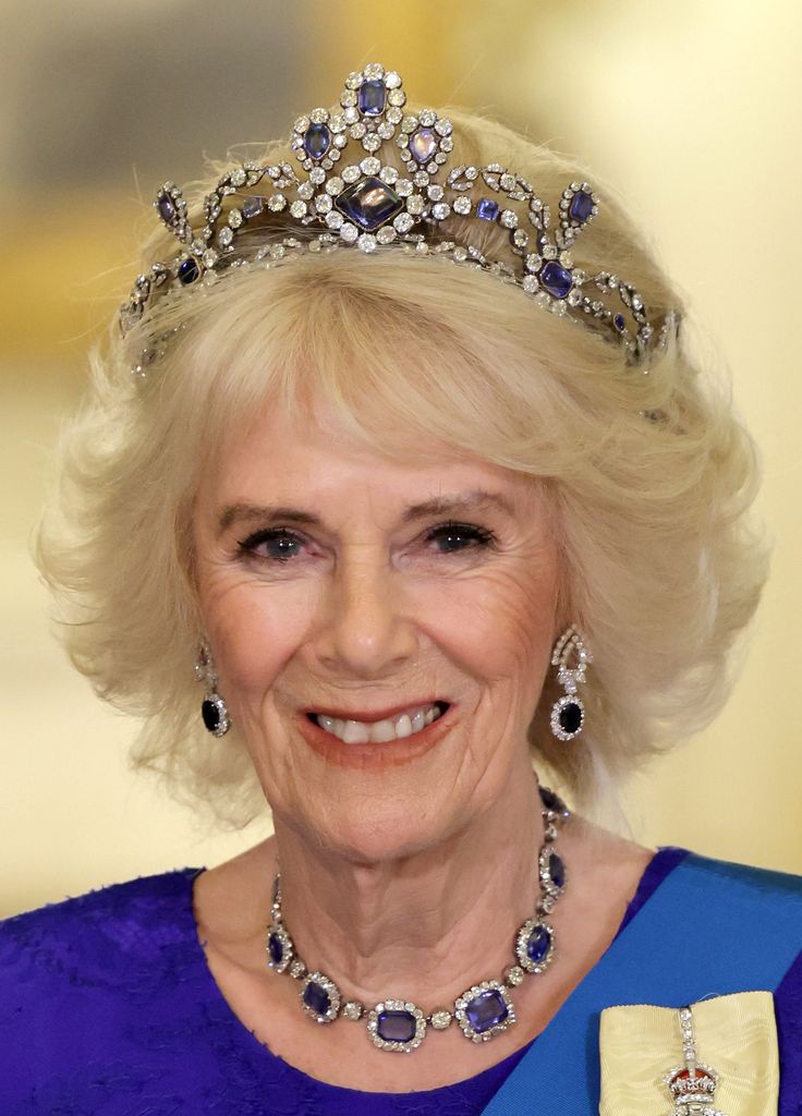 Queen Camilla wearing a tiara