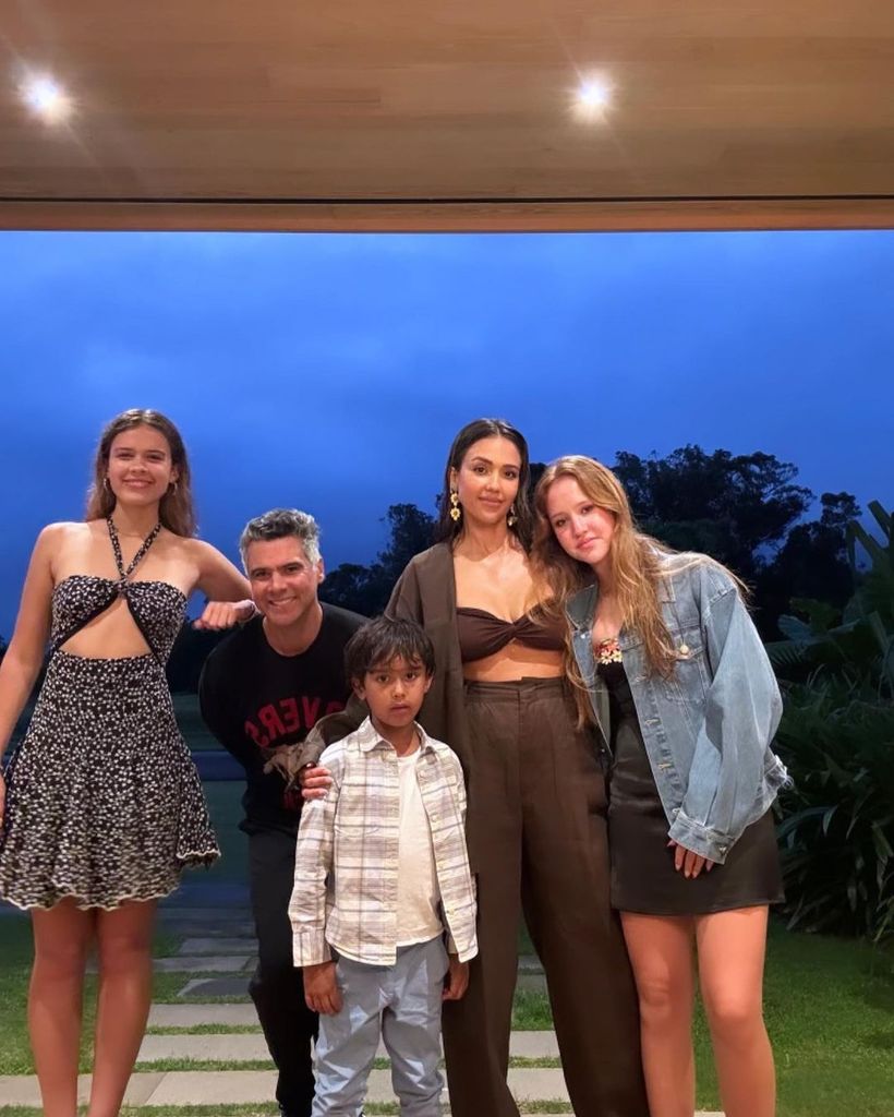 Jessica Alba and Cash Warren with their three children at Easter