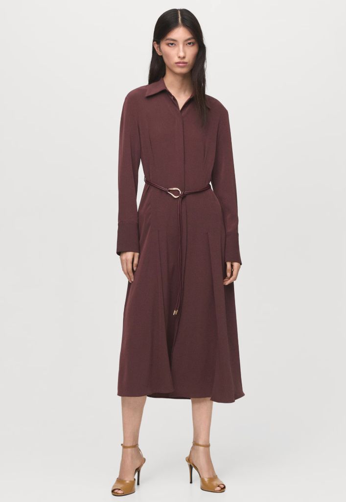 Mango Belted Midi Shirt Dress