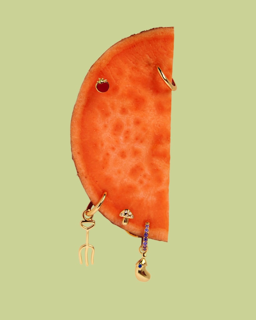 Farmer Fork Hoops in Gold