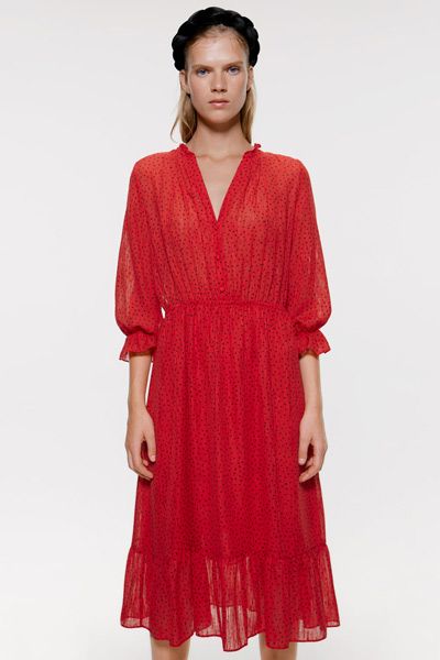Loose Women star Saira Khan's red Zara dress is just £19.99 in the sale ...