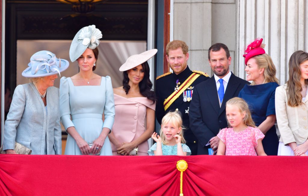 Royals on the balcony of Buckingham Palace during Trooping the Colour in 2018 