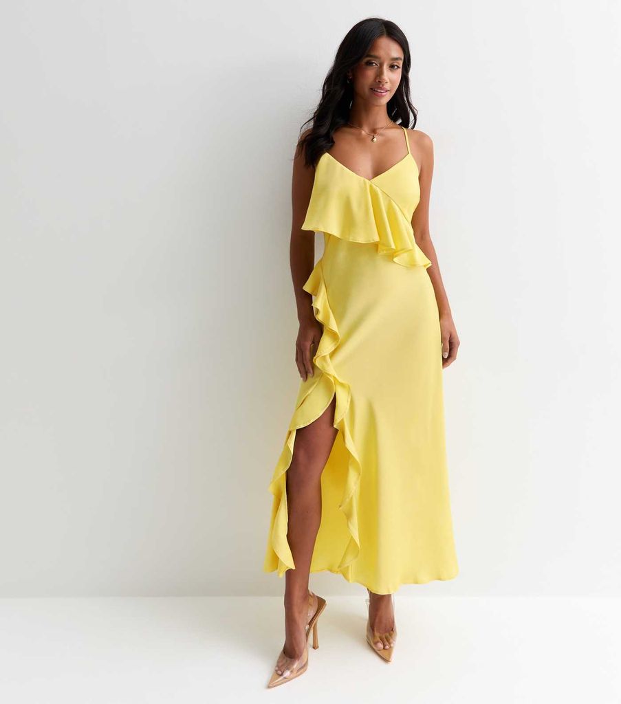 new look ruffle yellow dress 