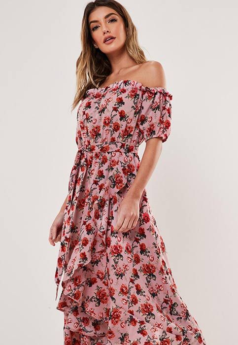 missguided pink floral dress
