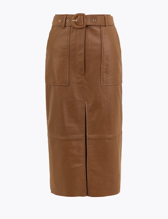 marks and spencer leather skirt