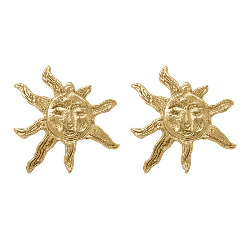 Mini Apollo Sun Earrings - 18K Gold Plated in sun cut