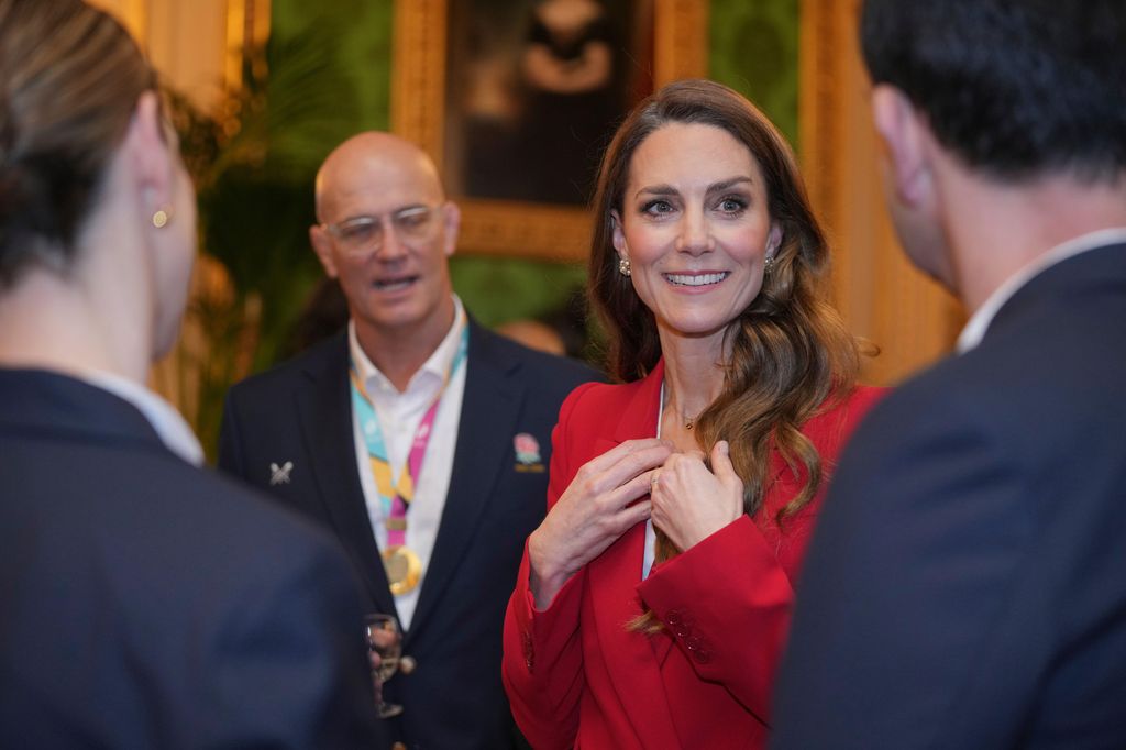 Kate Middleton greeting women's rugby team
