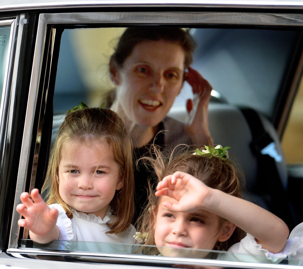 Nanny Maria pictured with Princess Charlotte and Theodora Williams, at the wedding of Princess Eugenie
